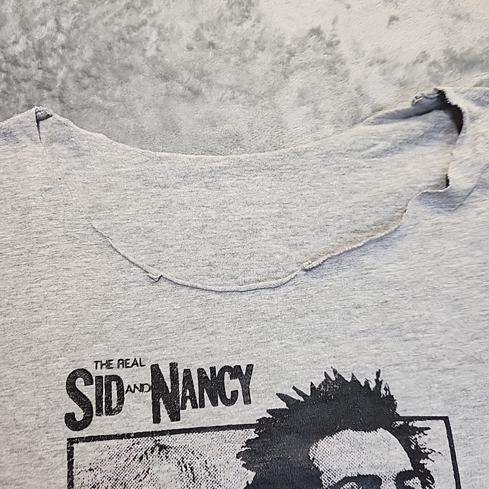 Vintage Sid Vicious Nancy Punk Crop T Shirt‎ 90s Y2K DIY Cut Grunge - Picture 5 of 11